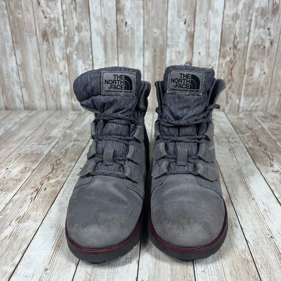 The North Face Gray Suede Leather Ankle Boots‎ Womens Hiking Casual Shoes - Picture 3 of 8